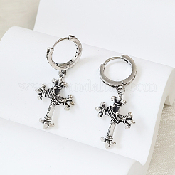 Vintage Punk Style S925 Silver Cross Earrings Fashion Ear Hoops&nbsp;MA2169