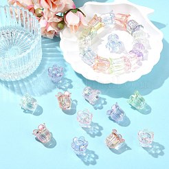 50 個の UV メッキ透明アクリルビーズ  ABカラーメッキ  花  ミックスカラー  15.5x16.5x16.5mm  穴：2mm&nbsp;MACR-CJ0002-23