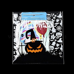 ハロウィンテーマのプラスチック耐熱皿バッグ  粘着式  チョコレート用  キャンディ  クッキー  正方形  ブラック  130x100x0.2mm  約100個/袋&nbsp;OPP-Q004-01H