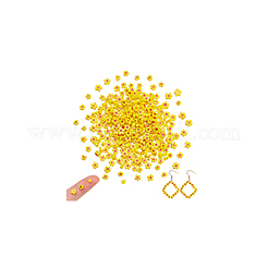 3連売り ハンドメイド ミルフィオリ ガラス ビーズ 連売り  花  きいろ  3.7~5.6x2.6mm  穴：1mm  約88~110個/連  15.75''（40センチメートル）&nbsp;LAMP-NB0002-06