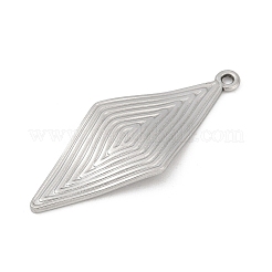 304ステンレスペンダント  ひし形チャーム  変色防止  ステンレス鋼色  49.5x20x2mm  穴：2mm&nbsp;STAS-D366-02B-P