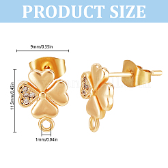 10Pcs Brass Cubic Zirconia Stud Earring Findings&nbsp;KK-DR0001-21