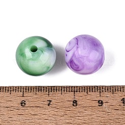 ツートンカラーの不透明アクリルビーズ  ラウンド  ミックスカラー  15.5mm  穴：2~2.5mm  約220個/500g&nbsp;OACR-Q199-25