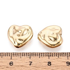 CCBプラスチックビーズ  ハート  ライトゴールド  13.5x14x5mm  穴：1.6mm&nbsp;CCB-N006-58KCG