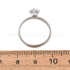 304ステンレススチール製マイクロパヴェキュービックジルコニアカフオープンリング（女性用）  ラウンド  ステンレス鋼色  6mm  内径：17mm&nbsp;SA-CBA8B85-13P