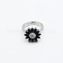 Adjustable Brass Micro Pave Cubic Zirconia Cuff Open Rings for Women&nbsp;YI2958-2