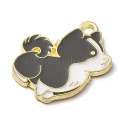 ゴールデン合金エナメルペンダントメッキ  動物チャーム  犬  21x18x1.5mm  穴：1.8mm&nbsp;ENAM-L049-01G-01