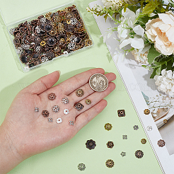 300Pcs 15 Styles Tibetan Style Alloy 4-Petal Bead Caps&nbsp;TIBE-PA0001-21