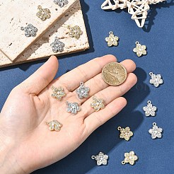 20色合金ラインストーンペンダント2個。  ABSの模造パールと  花  プラチナ·ゴールデン  17.5x15x4.5mm  穴：1.6mm&nbsp;FIND-YW0010-37