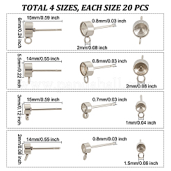 80Pcs 4 Style 201 & 304 Stainless Steel Stud Earring Findings&nbsp;STAS-OC0001-15