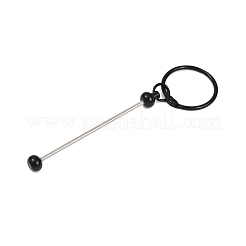 鉄棒ビーズキーホルダー留め具  ブラック  112mm&nbsp;AJEW-R004-02EB