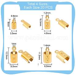 80Pcs 4 Size Ion Plating(IP) 201 Stainless Steel Cord End&nbsp;STAS-UN0049-51