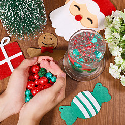 クリスマスの花瓶詰め物  緑と赤のプラスチックパールビーズのクリスマス花瓶詰め物  カラフル  ギフト：11x11x11mm&nbsp;AJEW-WH0479-67