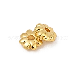 真鍮ビーズ  ヒマワリ  18KGP本金メッキ  6x5.5x2mm  穴：1.4mm&nbsp;KK-D375-16G-01