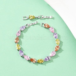 Platinum Tone Brass Micro Pave Cubic Zirconia Tennis Bracelets&nbsp;BJEW-B160-07P