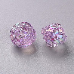 透明なアクリルビーズ  ABカラー  花  スミレ  18x16.5mm  穴：2.5mm&nbsp;X-TACR-S154-31C-935