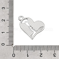 UVメッキ合金クリスタルラインストーンペンダント  ハートチャーム  プラチナ  16x21x2mm  穴：1.7mm&nbsp;RB-CBAD37D-29P