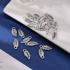 合金のチベット風チャーム  鉛フリー及びカドミウムフリー  葉  アンティークシルバー  18x7x1mm  穴：2mm&nbsp;LF0225Y