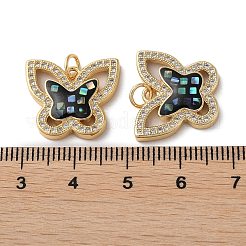 真鍮製マイクロパヴェキュービックジルコニアペンダント  カドミウムフリー＆鉛フリー  シェルと  蝶  18KGP本金メッキ  16x18x3.5mm&nbsp;KK-D057-16G