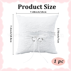 Square Polyester Lace Wedding Ring Display Pillow with Bowknot&nbsp;RDIS-GF0001-01