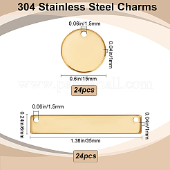 48Pcs 2 Styles Ion Plating(IP) 304 Stainless Steel Pendants&nbsp;STAS-BBC0005-82G