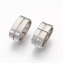 変色しにくい201ステンレススチール製スライドチャーム  オーバル  ステンレス鋼色  5x12x6.5mm  穴：4.5x10mm&nbsp;X-STAS-G187-32P