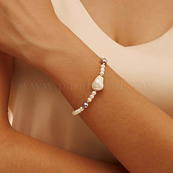 Shell Pearl Beaded Bracelets&nbsp;BJEW-L692-007G
