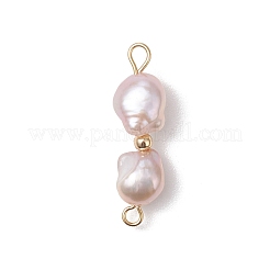 Natural Pearl Potato Beaded Connector Charms&nbsp;PALLOY-JF04902