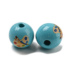 Printed Wood European Beads&nbsp;WOOD-L020-D08