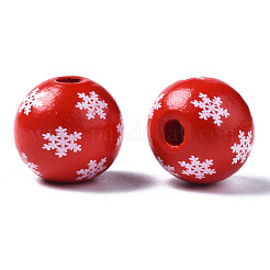Painted Natural Wood European Beads&nbsp;WOOD-S057-038