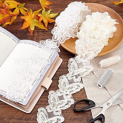 2 Styles Flower & Butterfly Organza Lace Trim with Resin Imitation Pearl Beads&nbsp;OCOR-PH0004-62