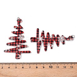 PUレザービッグペンダント  クリスマステーマ  ファイヤーブリック  クリスマスツリー  63.5x39x2mm  穴：5mm&nbsp;FIND-N005-73C-02