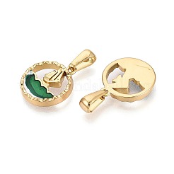 304ステンレススチールとエナメルペンダント  フラットラウンドのチャーム  ゴールドカラー  魚  18x15.5~16x3mm  穴：7.5x3mm&nbsp;STAS-T072-75A-G