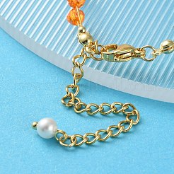 女性用模造真珠とガラスビーズのブレスレット  304ステンレススチール製金具付き  ゴールドカラー  ミックスカラー  6-7/8インチ（17.6cm）&nbsp;BJEW-S157-06L