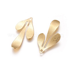 ラックメッキ真鍮チャーム  カドミウムフリー＆鉛フリー  長持ちメッキ  葉  ゴールドカラー  35.5x17x0.5mm  穴：1.5mm&nbsp;KK-F804-13G