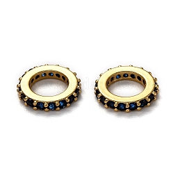 Brass Micro Pave Cubic Zirconia Rondelle European Beads&nbsp;KK-B028-18G-F