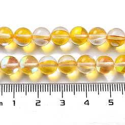 合成ムーンストーンビーズ連売り  ラウンド  ゴールド  8mm  穴：1mm  約23~24個/連  7.09~7.32インチ（18~18.6cm）&nbsp;G-P528-J02-11