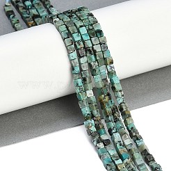 天然アフリカンターコイズ（ジャスパー）ビーズ連売り  キューブ  3.5x3.5x3.5mm  穴：0.7mm  約110個/連  15.16''（38.5センチメートル）&nbsp;X-G-B129-A20-01