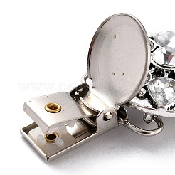ラインストーンカーディガンクリップ付きヴィンテージアロイ  セーターカラークリップ  花  アンティークシルバー  クリスタル  91mm&nbsp;LS-JEWB-B002-09AS