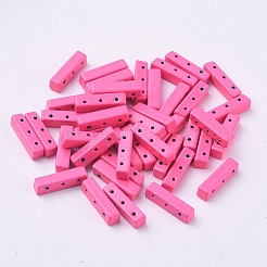 スプレー塗装合金マルチ連リンク  タイル弾性ブレスレット作り用  長方形  濃いピンク  16x4x4mm  穴：0.8mm&nbsp;PALLOY-G268-M01-102