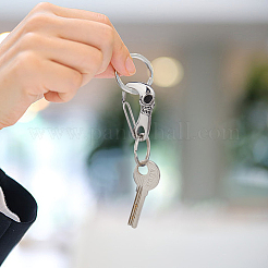 ステンレススチール製プッシュゲートスナップキーチェーン留め具1個  スカル  アンティークシルバー  45.5x26.5x14mm&nbsp;FIND-FH0011-89