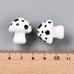 手作りランプワークビーズ連売り  キノコ  ホワイト  22~23x19.5~20.5x19.5mm  穴：0.6~1mm  約20個/連  17.32''（44センチメートル）&nbsp;LAMP-T021-13F