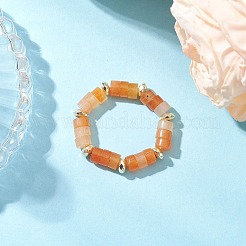 Synthetic Hematite Beads & Natural Red Aventurine/ Red Jasper/ Green Aventurine/ Tiger Eye/ Turquoise/ Lapis Lazuli/ Lepidolite Finger Rings for Women&nbsp;RJEW-JR00873