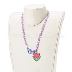 Transparent Acrylic Flower Pendants Necklaces&nbsp;NJEW-JN03521-03