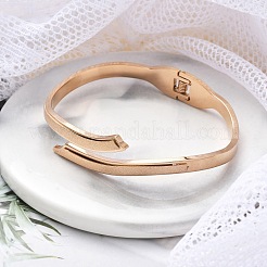 Ion Plating(IP) 304 Stainless Steel Hinged Bangles for Women&nbsp;BJEW-A011-22RG