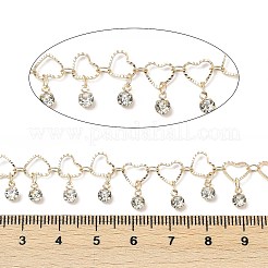 手作りの真鍮とガラスのチェーン  ネックレスブレスレット作りのために  長持ちメッキ  ハンダ付け  スプールで  ハート  ライトゴールド  7.5x6.5x1mm  約16.40フィート（5m）/ロール&nbsp;CHC-Z001-08KCG