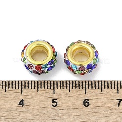 合金ラインストーン粘土パヴェビーズ  ロンデル  カラフル  11.5x6.5mm  穴：5mm&nbsp;ALRI-D300-04G-06
