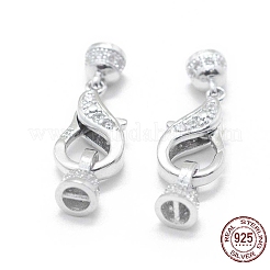 Anti-Tarnish Rhodium Plated 925 Sterling Silver Lobster Claw Clasps&nbsp;STER-L055-061P