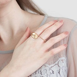 925 Sterling Silver Ball Chains Shape Open Cuff Ring for Women&nbsp;JR870A