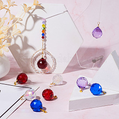 8Pcs 4 Colors Transparent K9 Glass Pendants&nbsp;FIND-TA0003-17